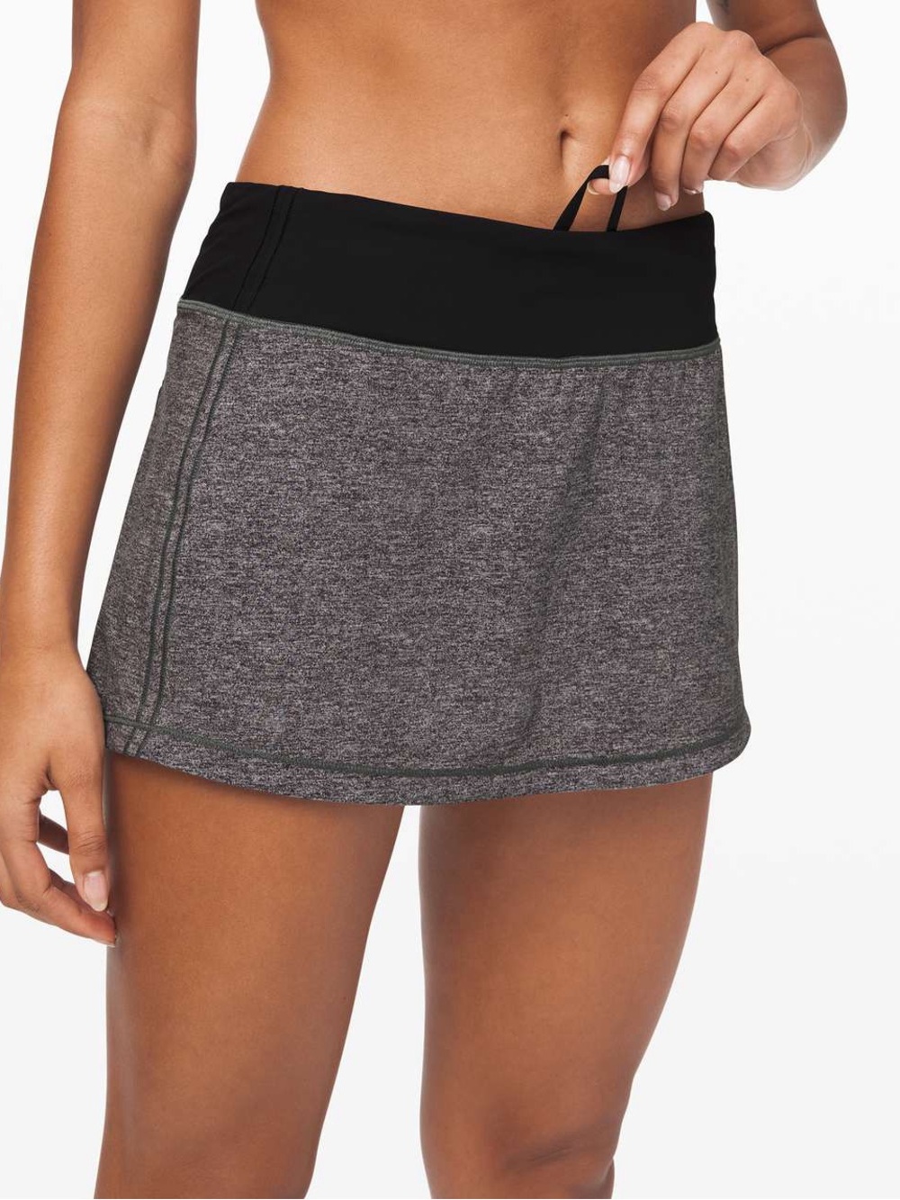 Lululemon Pace Rival Skirt Heathered Gray Black Running Tennis Golf Size 6